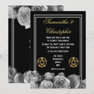 Wiccan pentacle Black bröllop Inbjudningar