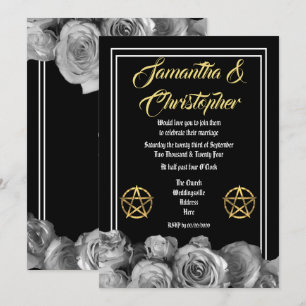 Wiccan pentacle Black bröllop Inbjudningar