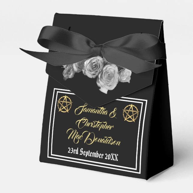 Wiccan pentacle Black bröllop Presentaskar (Framsidan Sidan)