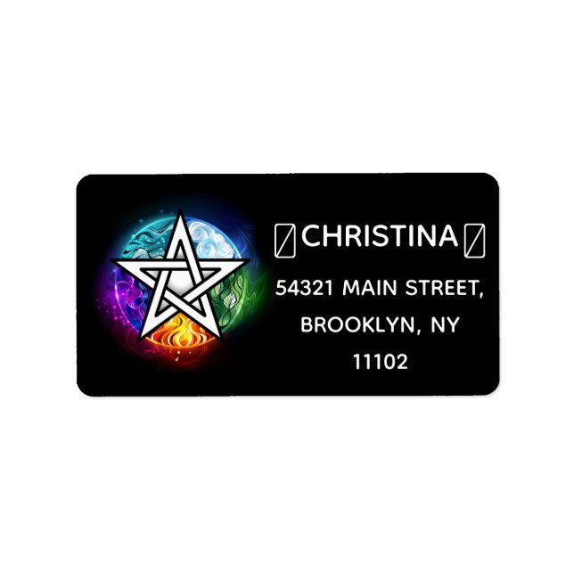 Wiccan pentagram adressetikett (Framsidan)