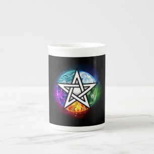Wiccan pentagram benporslin mugg