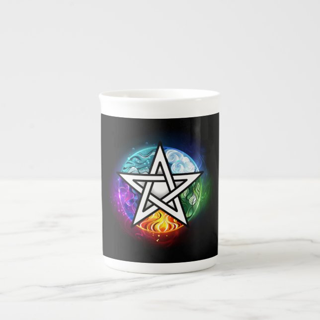 Wiccan pentagram benporslin mugg (Framsidan)