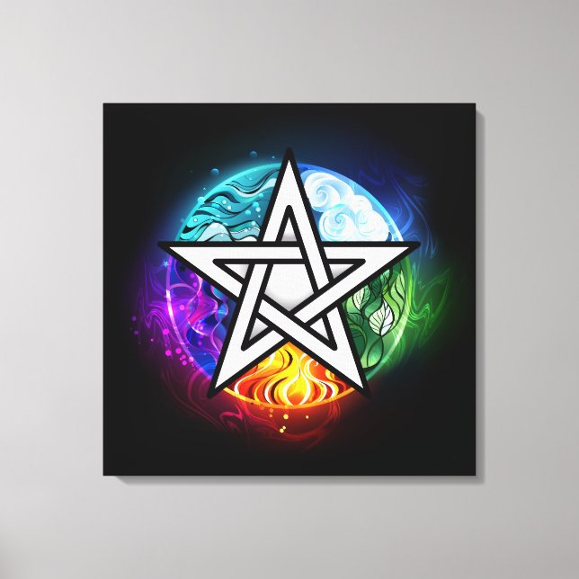 Wiccan pentagram canvastryck (Framsida)
