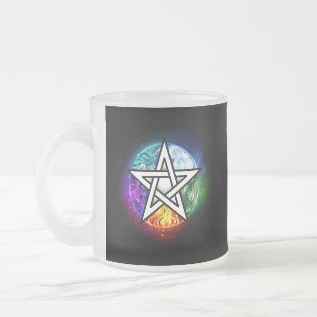 Wiccan pentagram frostad glasmugg (Vänster)