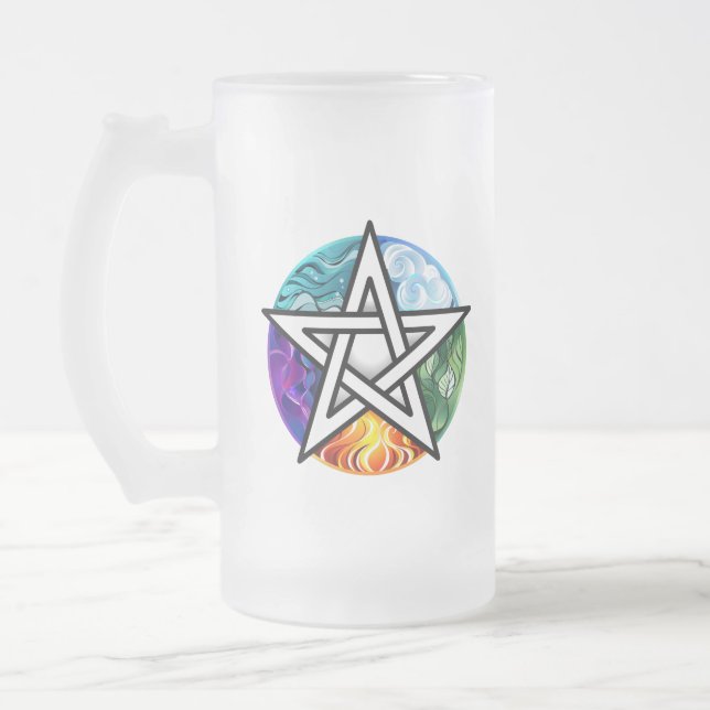 Wiccan pentagram frostat ölglas (Vänster)