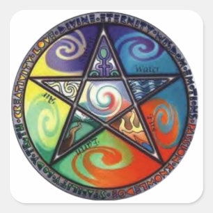 Wiccan Pentagram Fyrkantigt Klistermärke