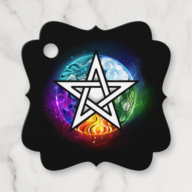 Wiccan pentagram gåvor etiketter (Framsida)