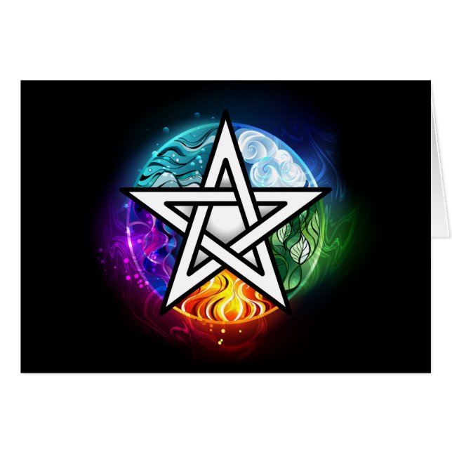 Wiccan pentagram hälsningskort (Framsidan Horizontal)