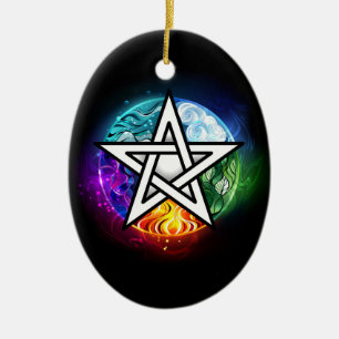 Wiccan pentagram julgransprydnad keramik