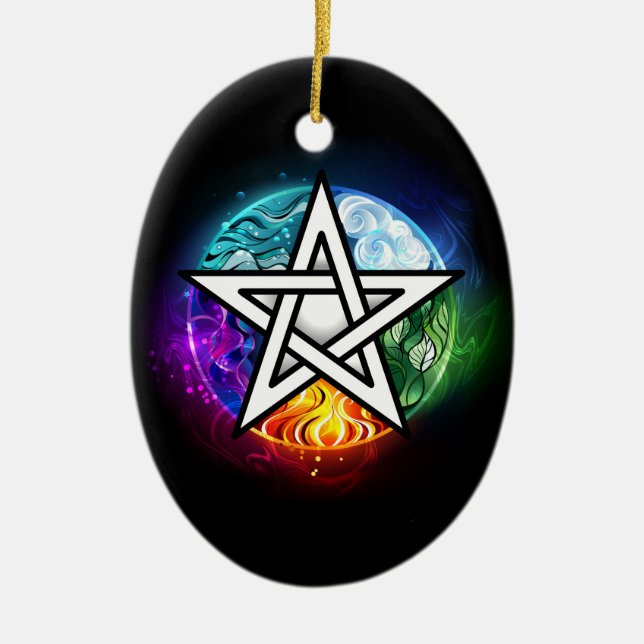 Wiccan pentagram julgransprydnad keramik (Framsidan)