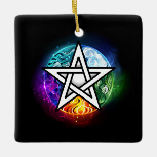 Wiccan pentagram julgransprydnad keramik