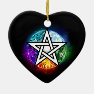 Wiccan pentagram julgransprydnad keramik