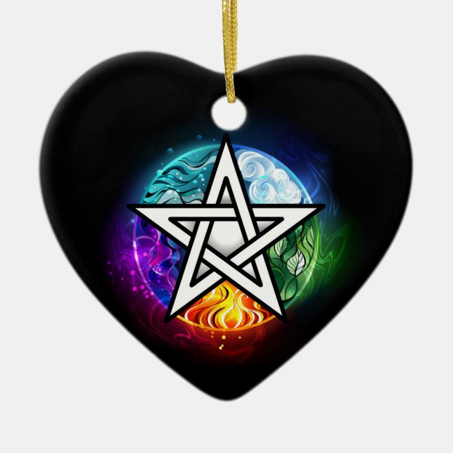 Wiccan pentagram julgransprydnad keramik (Framsidan)