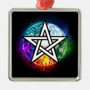 Wiccan pentagram julgransprydnad metall