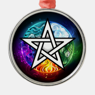 Wiccan pentagram julgransprydnad metall