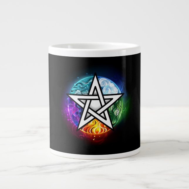 Wiccan pentagram jumbo mugg (Framsidan)