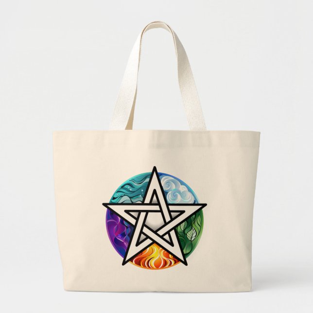 Wiccan pentagram jumbo tygkasse (Framsidan)