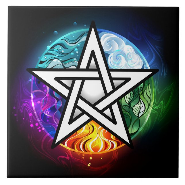 Wiccan pentagram kakelplatta (Framsidan)