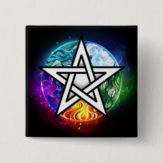 Wiccan pentagram knapp (Framsida)