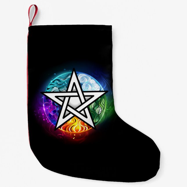 Wiccan pentagram liten julstrumpa (Framsidan)