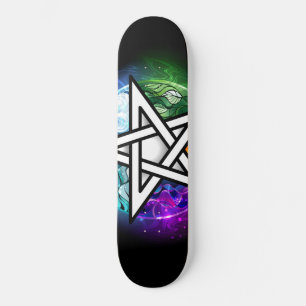 Wiccan pentagram mini skateboard bräda 18,5 cm