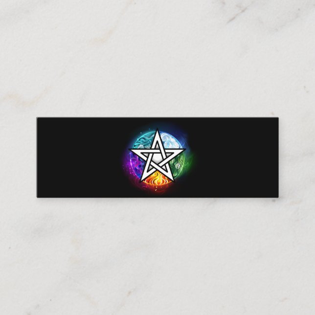 Wiccan pentagram mini visitkort (Framsida)