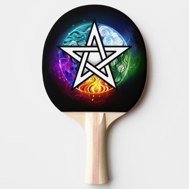 Wiccan pentagram pingisracket (Framsidan)