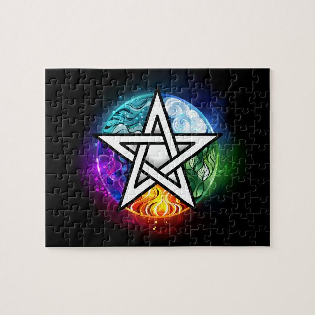 Wiccan pentagram pussel (Horisontell)