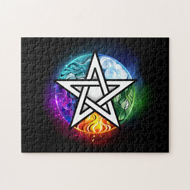 Wiccan pentagram pussel (Horisontell)