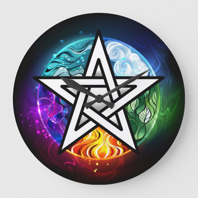 Wiccan pentagram stor klocka (Framsida)
