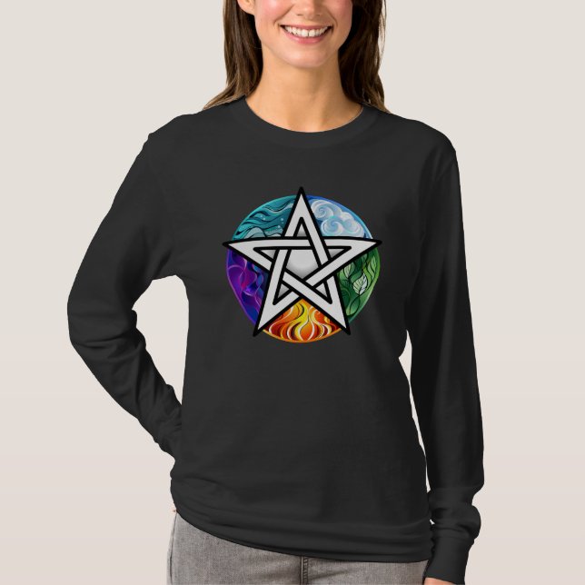 Wiccan pentagram t shirt (Framsida)