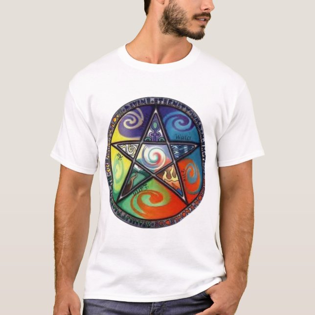 Wiccan Pentagram Tee Shirt (Framsida)