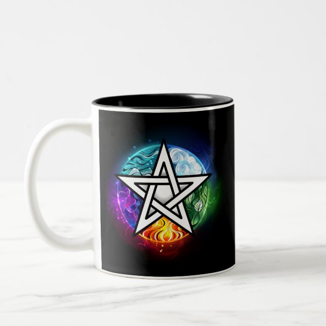 Wiccan pentagram Två-Tonad mugg (Vänster)