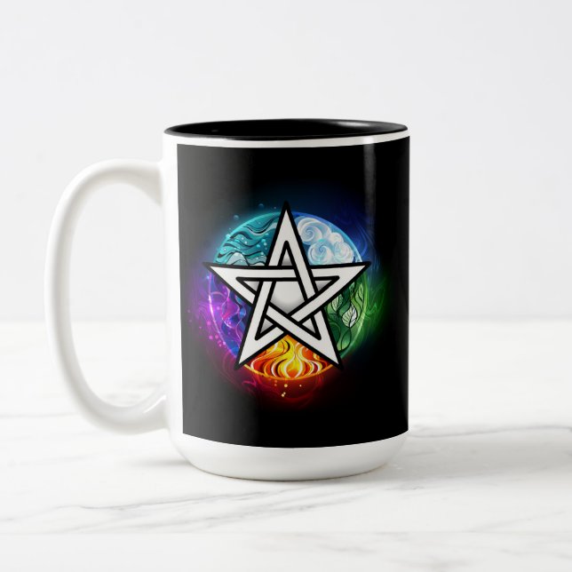 Wiccan pentagram Två-Tonad mugg (Vänster)