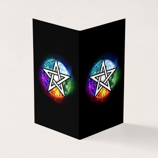 Wiccan pentagram visitkort (Utsida)
