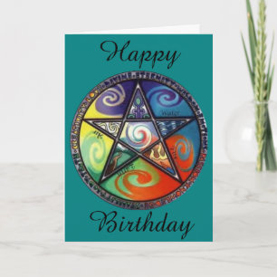 Wiccan Pentagramfödelsedag Kort