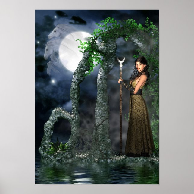 Wiccan Poster - Måne Goddess "Selene" [A3] (Framsidan)