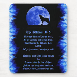 Wiccan Rede - blått flammar Musmatta