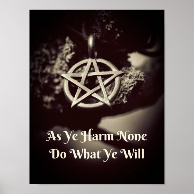 Wiccan Rede Quote Poster som Ye Harm None (Framsidan)