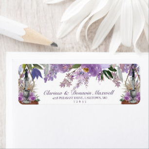 Wiccan Rite of Union Lila Blommigt Returadress Etikett