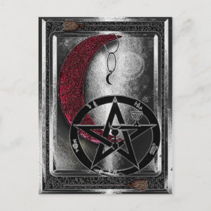 Wiccan Silver Crescent Måne New Age Vykort