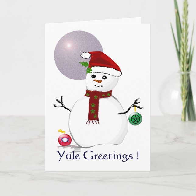 Wiccan snögubbe - Yule kort (Framsida)
