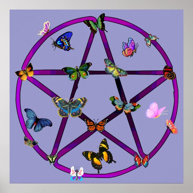 Wiccan Star och Butterflies Poster (Framsidan)