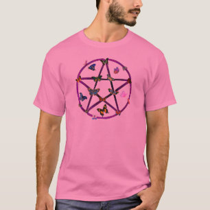 Wiccan stjärna och fjärilar t shirt