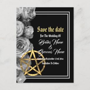 Wiccan svart bröllop spara datum meddelande vykort