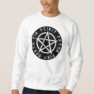 Wiccan svart Runic Pentagram Långärmad Tröja