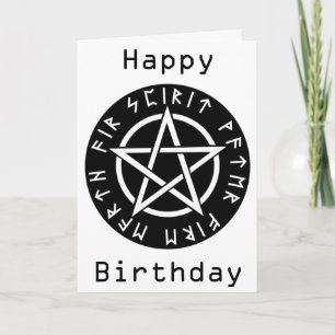 Wiccan svart Runic Pentagramfödelsedag Kort