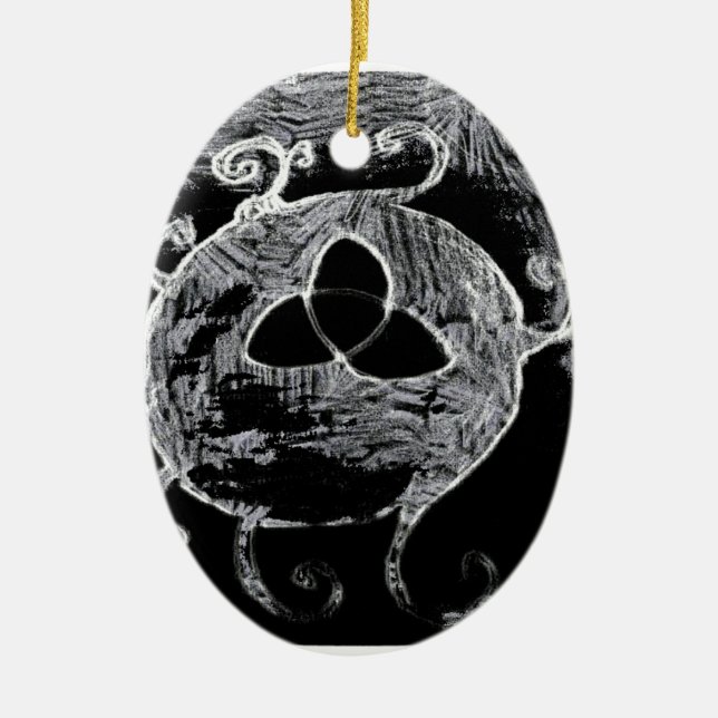 wiccan-symbol för häxorna julgransprydnad keramik (Framsidan)