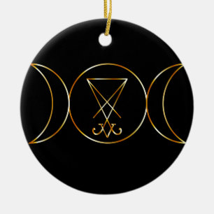Wiccan symbol, trefaldig gudinna julgransprydnad keramik
