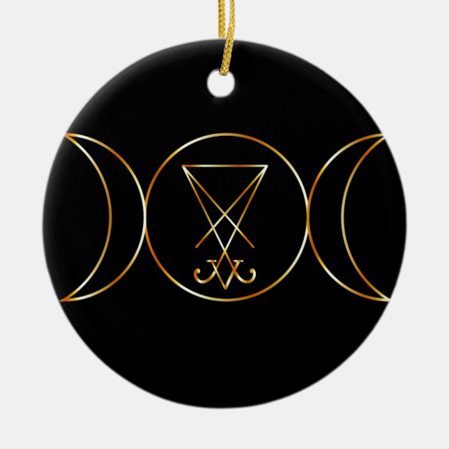 Wiccan symbol, trefaldig gudinna julgransprydnad keramik (Framsidan)